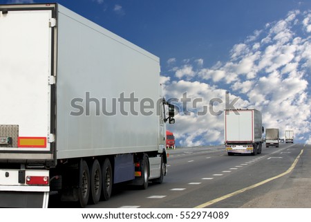 Container on the big highway. transport loads