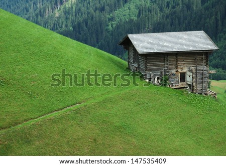 Old wooden building in mountain, Austria,near city of Kufstein