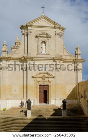 VICTORIA,GOZO ISLAND ,MALTESE ISLANDS - OCTOBER 28, 2015. Cathedral of Victoria Citadel, capital of Gozo Island, Maltese Islands.