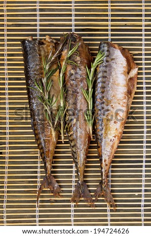 Baked mackerel on Japanese mat