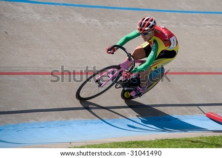 TULA, RUSSIA - MAY 26: Simona Krupeckaite of Lithuania participates in The European Track Cycling Cup May 26, 2009 in Tula, Russia