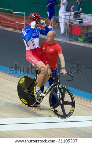MOSCOW, RUSSIA, MAY 29: Kevin Seriou of France participates in European Track Cycling Cup May 29, 2009 in Moscow, Russia