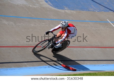 TULA, RUSSIA - MAY 25: Dabrowska Renata of Poland participates in The European Track Cycling Cup May 26, 2009 in Tula, Russia