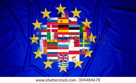 EU flag with all the flags of the 28 members