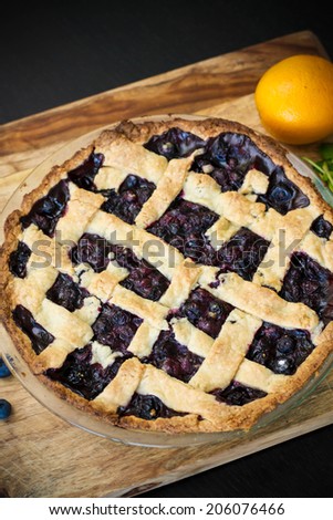 Blueberry pie with orange zest and orange juice