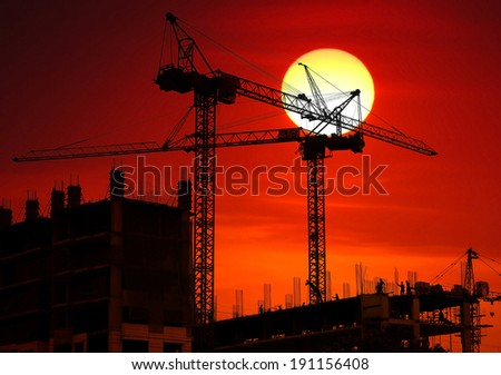 Construction Site silhouette in the sun.
