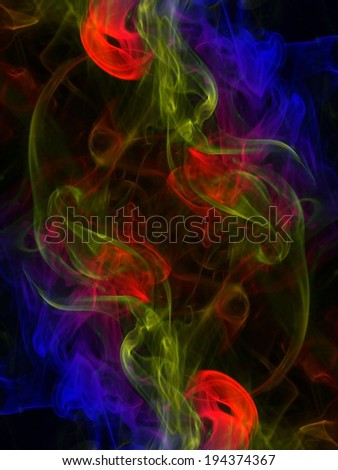 Fantasy smoke abstract on black background.