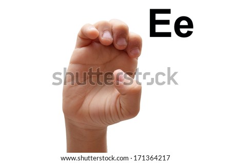 E kid hand spelling american sign language ASL