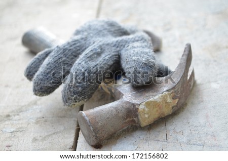 Glove and hammer for build your house