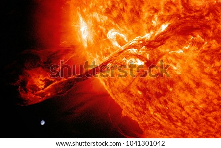 Solar System - Earth and the sun. Galaxy in the universe upon the stars.The world is planet earth and all life upon it. Earth is the third planet from the Sun. Elements of this image furnished by NASA