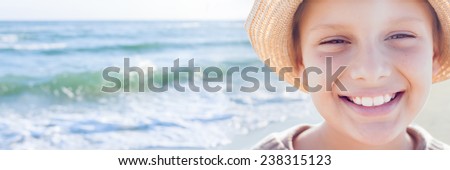 kid cute happy smile sea resort panorama emotional backlight