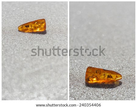 amber stone set sand baltic sea natural background