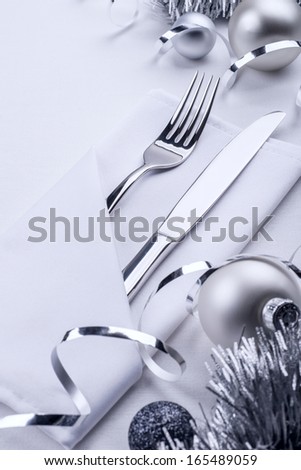 Restaurant table set background for New Year and Christmas