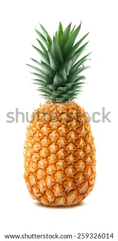 Whole single pineapple isolated on white background as package design element
