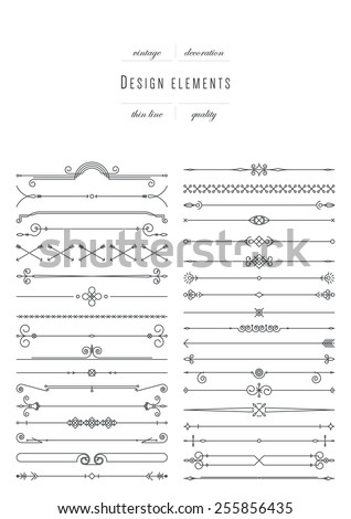 Big vintage set design elements thin line variable line width Big vintage set design elements thin line variable line width