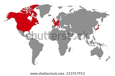 World Map Of Continents, G7 Countries Stock Photo 211917913 : Shutterstock