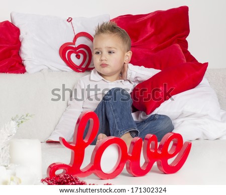 beautiful  lover boy upset in Valentine\'s Day