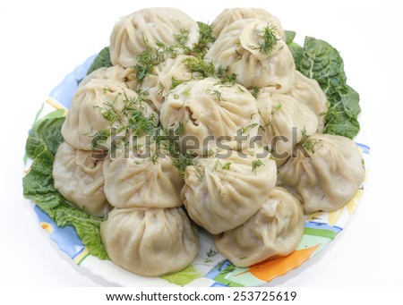 Traditional Mongolian and Buryat dishes Buuza. Made with minced meat and then steamed.
