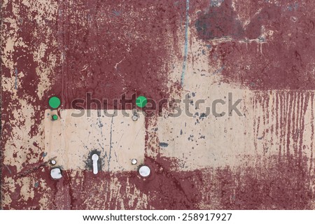 abstract metal painted sheet  background color Burgundy. Metal painted sheet with a hole for the lock