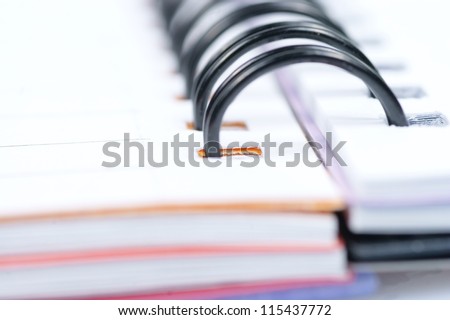 Notebook, spiral notepad macro, close up