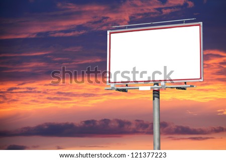 Blank white billboard over evening sky for your advertisement background
