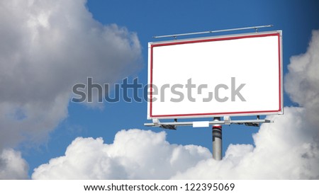 Blank white billboard on blue sky for your advertisement background