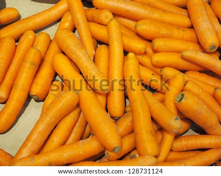 Sale of fresh vegetables in the grocery store. Carrot