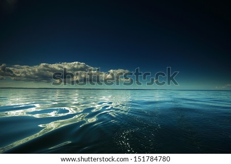 Beautiful seascape evening sea horizon and sky. Tranquil scene. Natural composition of nature.