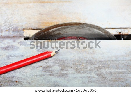 Improvement renovation at home. Construction site tool machine circular saw blades cutter used to cut floor tile