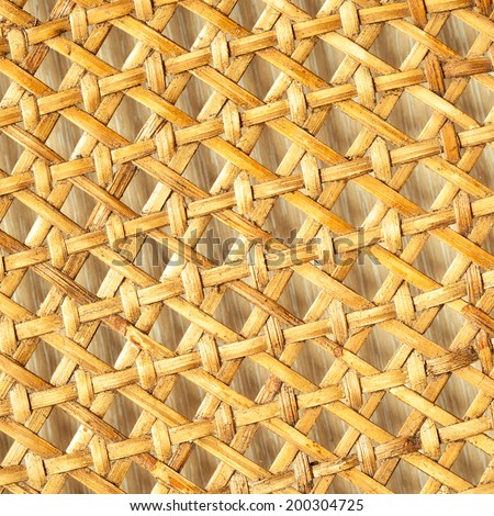 Closeup of beige basket. Wicker woven pattern for abstract background or texture. Square format.