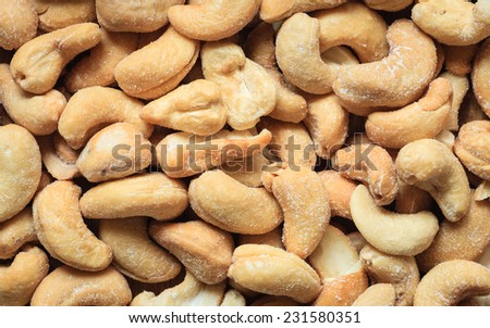 Healthy food, cashews rich in heart friendly fatty acids. Cashew nuts as food background