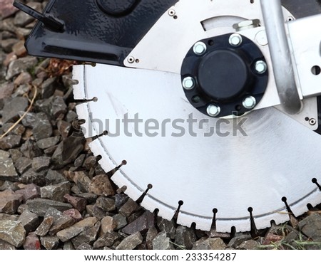 Construction machine circular saw blades concrete or asphalt cutter, industrial detail