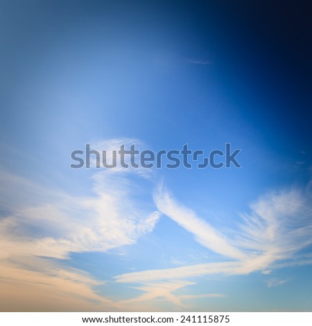 Deep blue sky background with clouds.  Natural composition of nature.