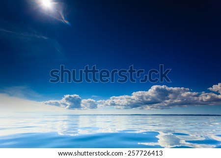 Beautiful seascape blue sea horizon and sky. Tranquil scene. Natural composition of nature. Beauty landscape.