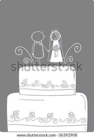 stock vector Wedding Cake Topper