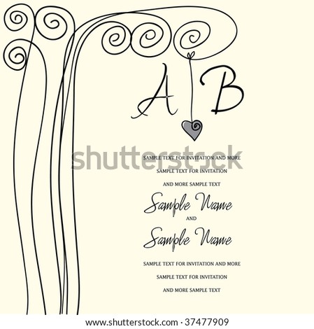 stock vector Wedding Invitation Panel heart tree