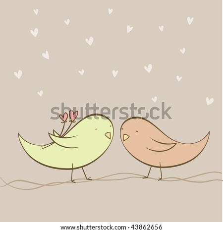 Love Bird on Love Birds   Bird Holding Heart Flowers Behind Back Stock Vector