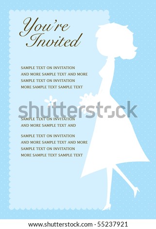 stock vector Bridal Shower Invitation bride silhouette