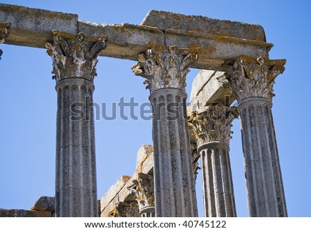 old ancient antique column in roman stile Temple of Evora