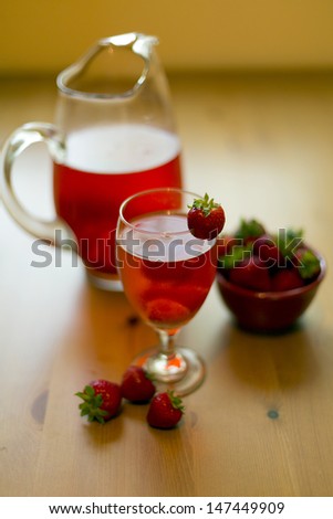 chilled strawberry drink with fresh fruit