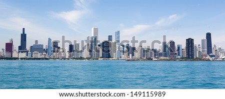 Chicago City Summertime Skyline By The Lake
