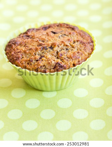 Healthy home baked grain free muffin in bright sunny picture