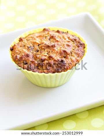 Healthy home baked grain free muffin in bright sunny picture