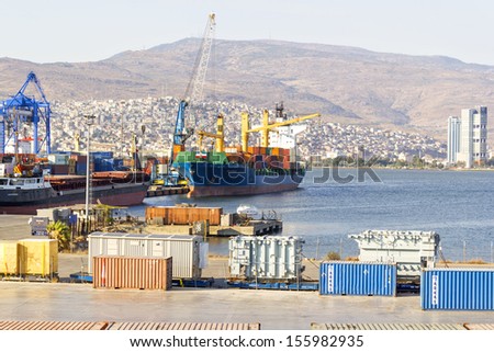 IZMIR, TURKEY - September 10 : Izmir port at Alsancak on September 10, 2013 in Izmir. Izmir port of is the largest national and international ports of Turkey.