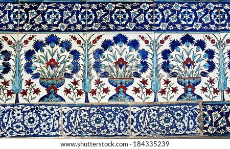 Turkish tile design in Topkapi Palace, Istanbul, Turkey