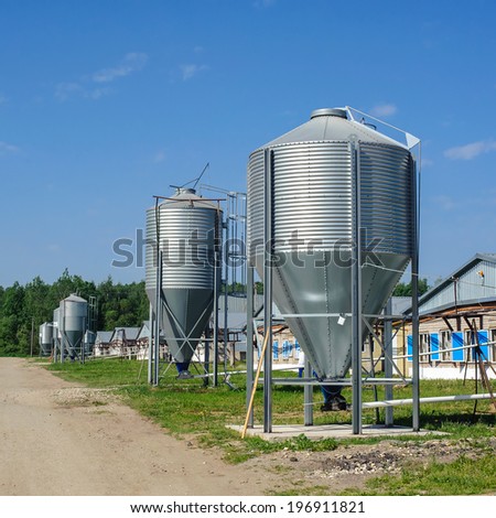 water storage tanks on a farm in rural