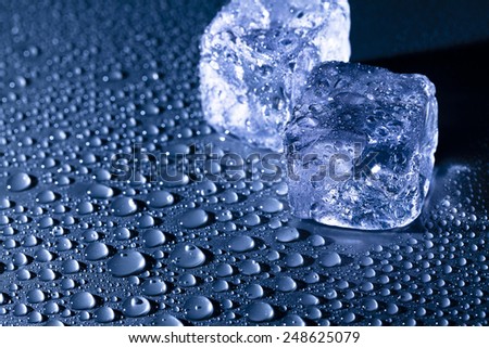 ice cubes and water drops
