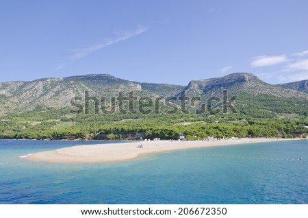 Picturesque view on Golden Horn beach. Croatia Zlatni rat (Golden Horn) beach. Bol.