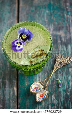 Tiramisu in a glass of tea match