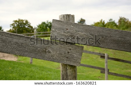 Ranch wooden fence close up